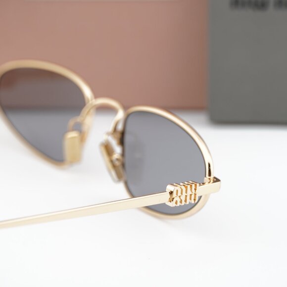 Miu Miu MUA52S 5AK40O Cat Eye Sunglasses - Gold/Grey - Picture 8 of 10